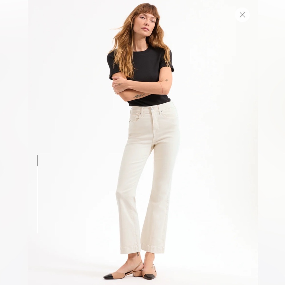 Veronica Beard Cream Wide-Leg Flare Jeans - Picture 2 of 16